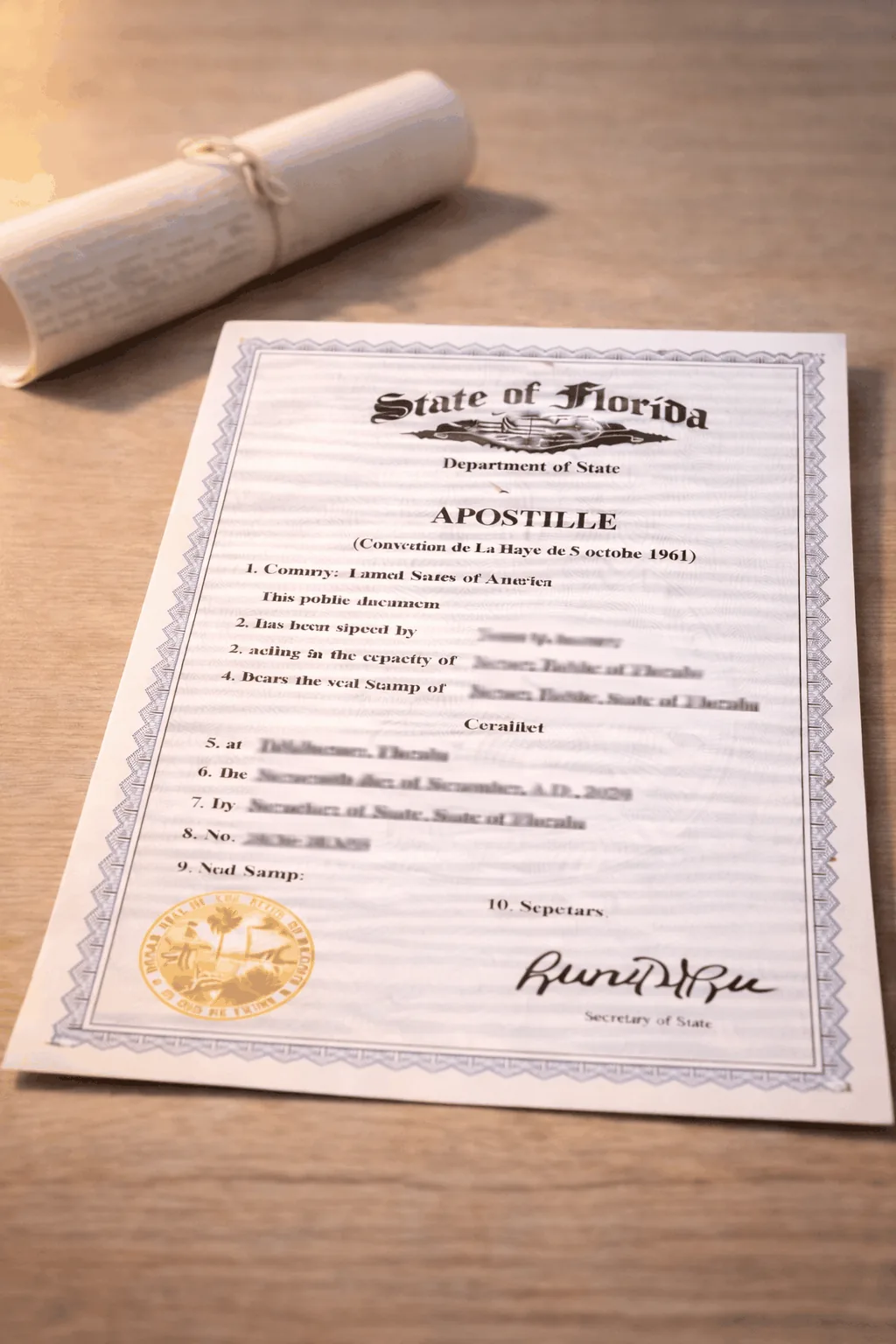 Florida diploma apostille processing at West Palm Beach Palm Beach County apostille office