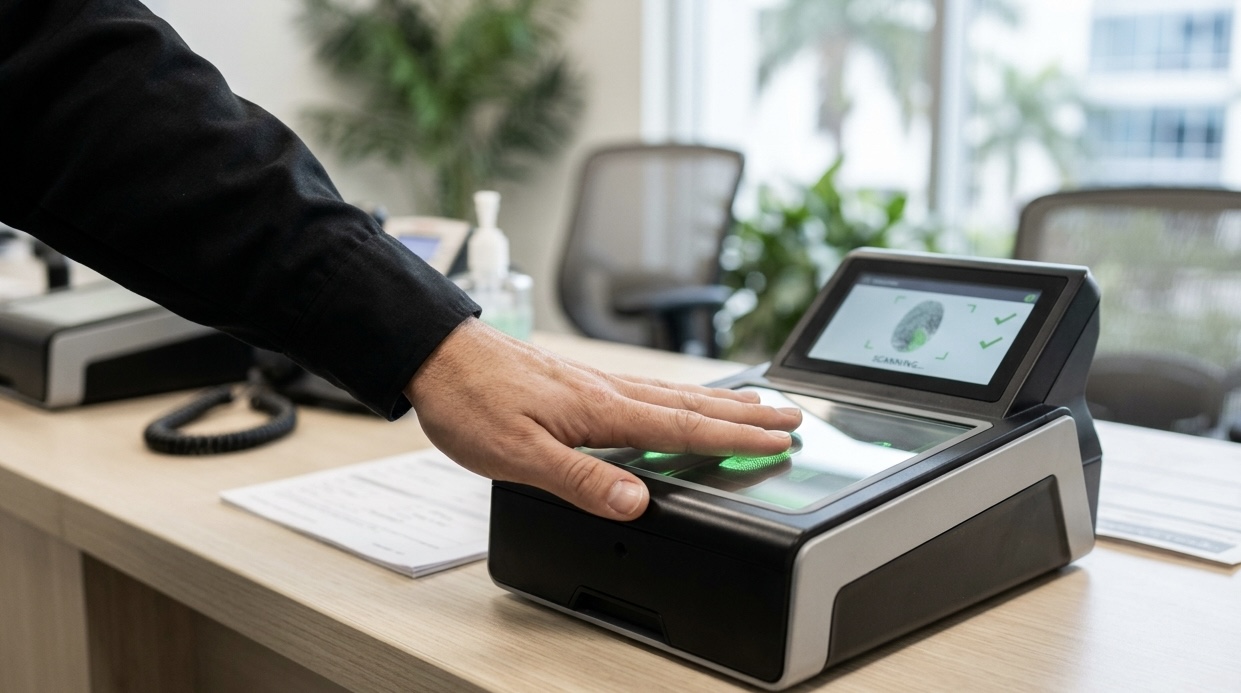 Palm Beach County Class D and Class G security license applicant fingerprinting at West Palm Beach location