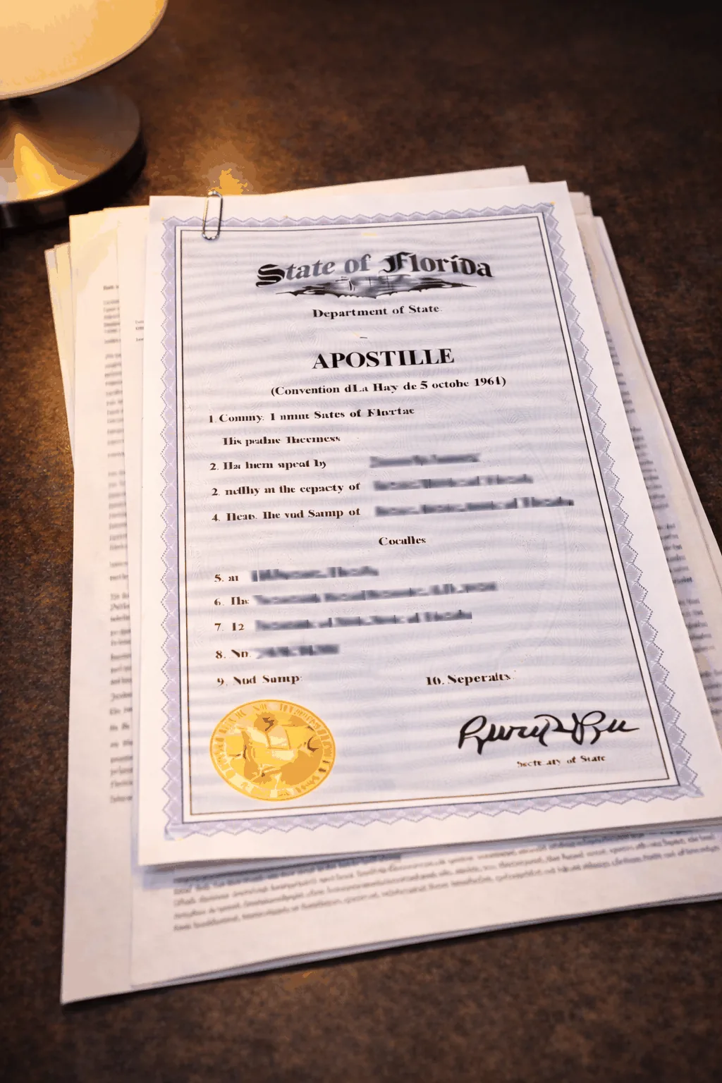 Palm Beach County apostille office delivering apostilled power of attorney for international real estate transaction