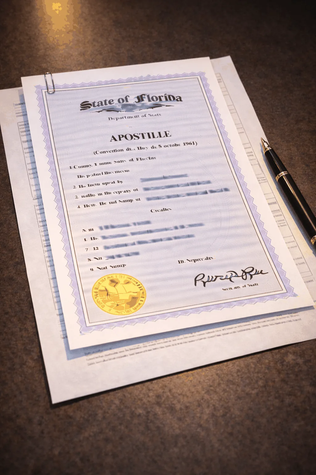 Palm Beach County apostille specialist authenticating local police background check for foreign employer submission