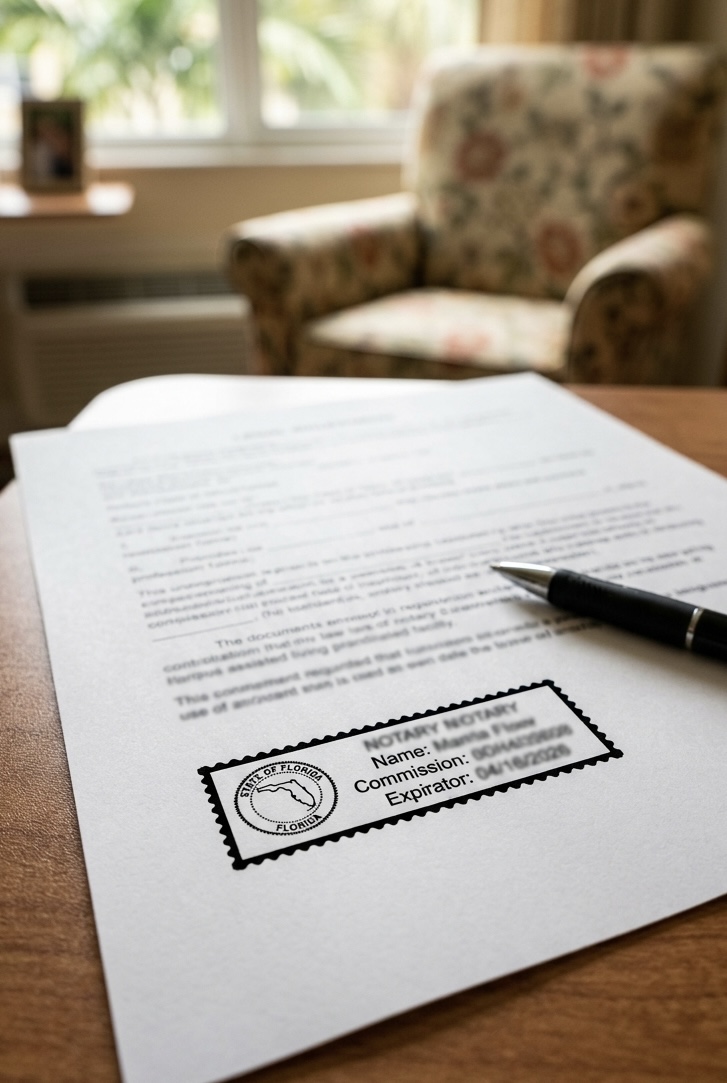 Palm Beach County assisted living mobile notary service — professional on-site notarization for residents