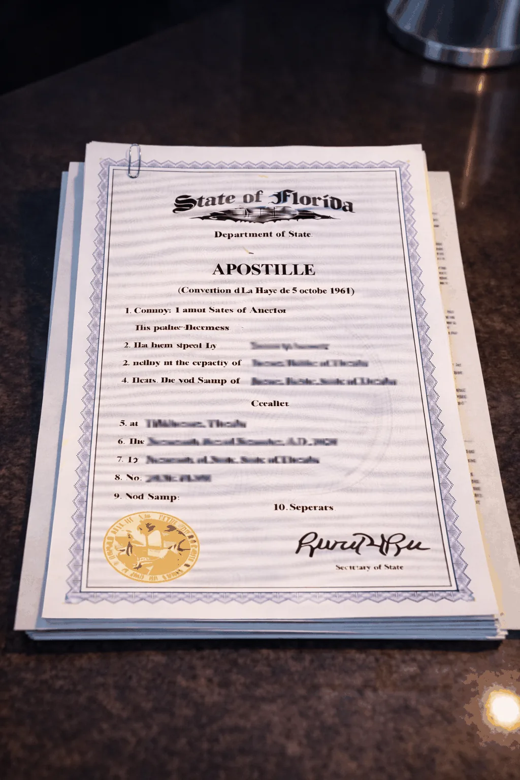 Palm Beach County corporate apostille office preparing articles of incorporation for foreign business registration